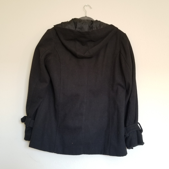 Michael P Hooded Black Wool Coat Size 2X - Picture 8 of 8